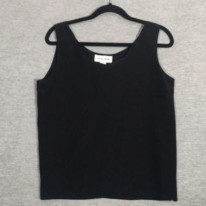 CASUAL CORNER 100% Silk Cool Summer Sleeveless Top with Gentle Scalloped Front